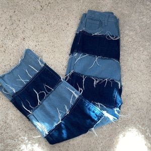 Homemade patchwork jeans